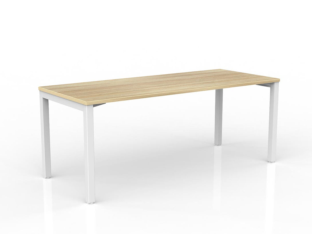 New oak desk with white desk legs
