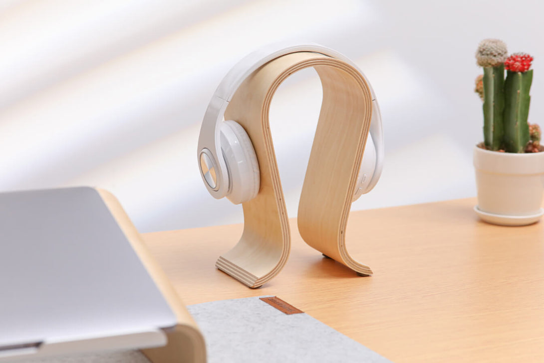 adjustable headphones on stand