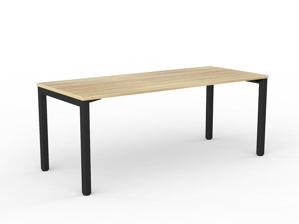 New Oak fixed desk, with black desk legs