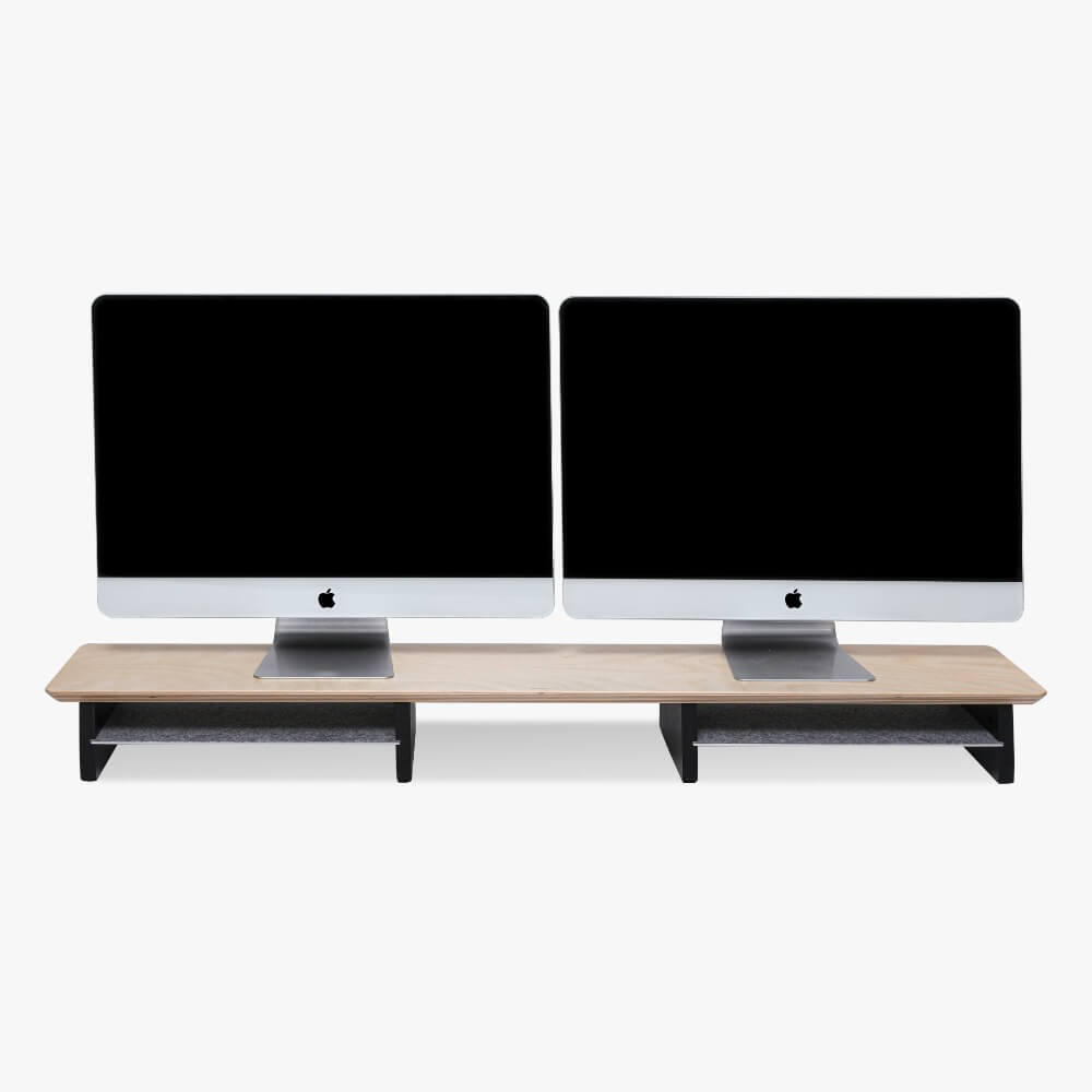two monitors on dual monitor desk stand