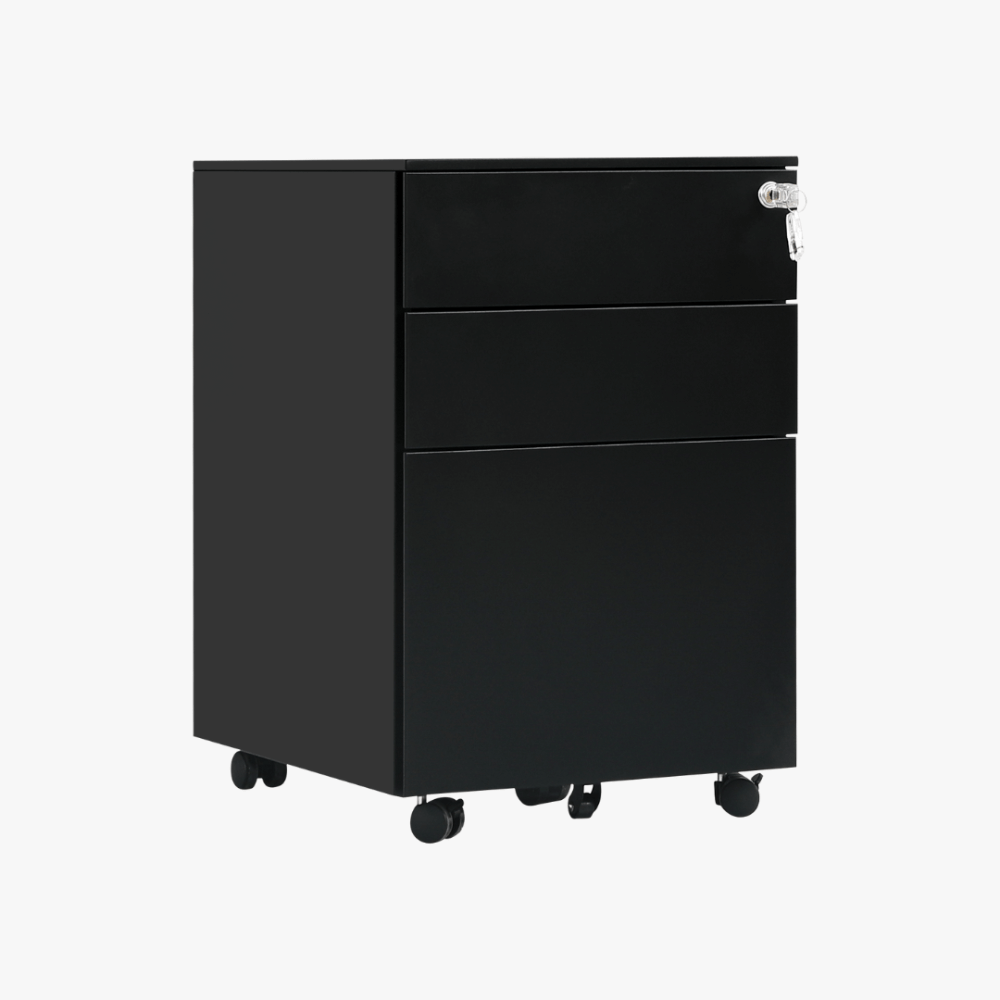 file cabinet in black with wheels