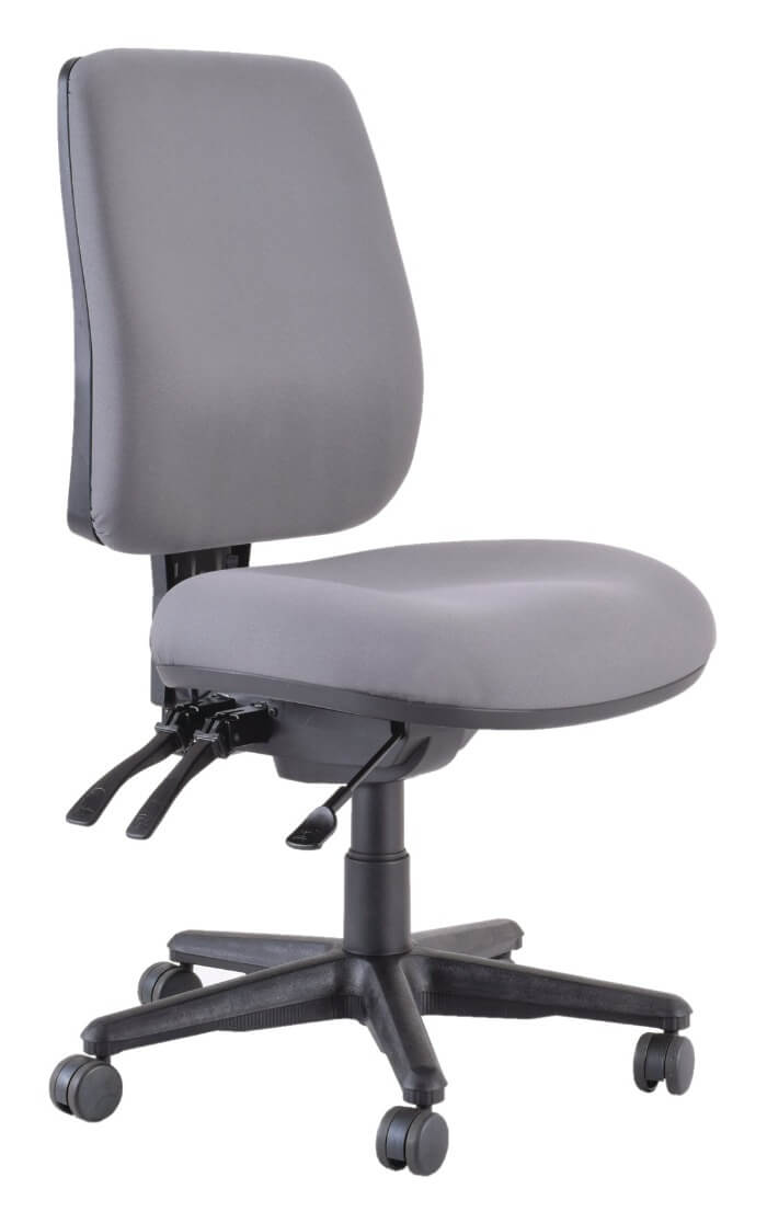 grey office chair with three levers