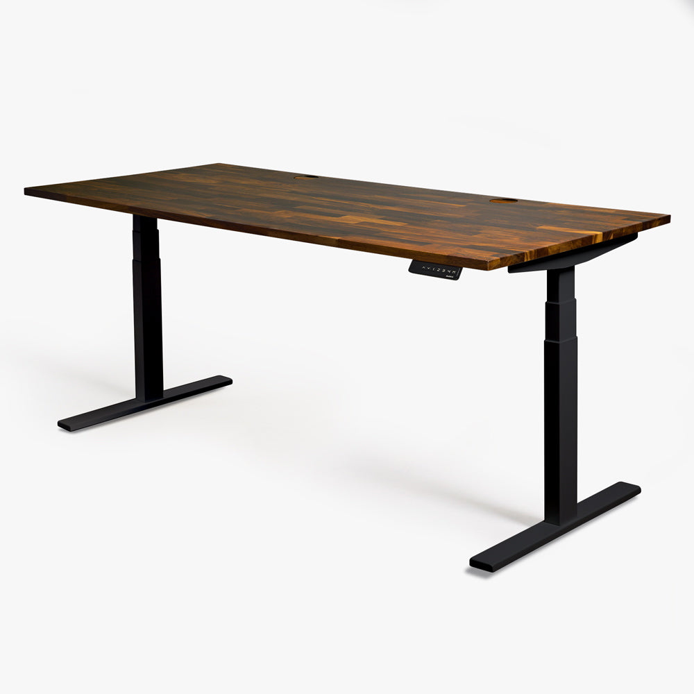 pheasant wood standing desk with black frame