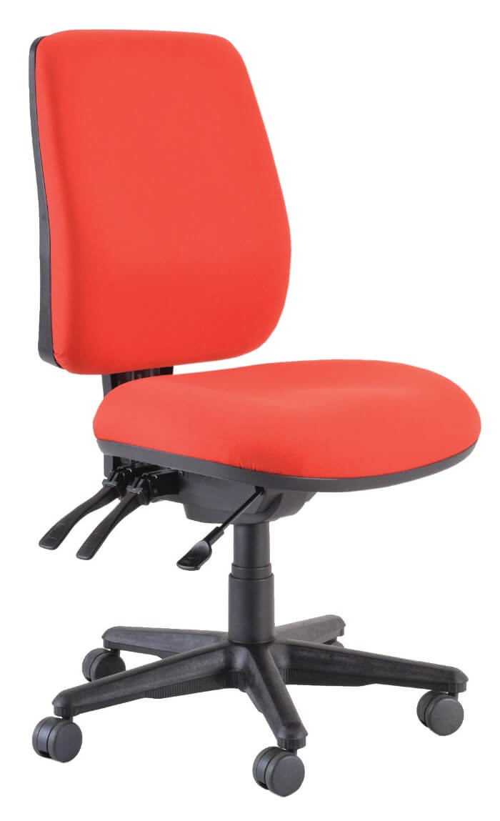 red office chair from buro with three levers
